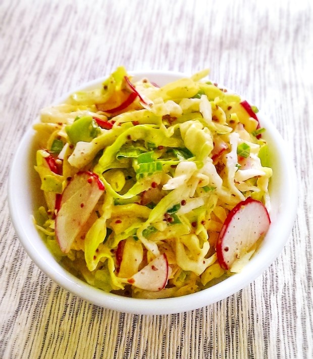 Gluten free and dairy free recipe for a healthy, kidney friendly coleslaw