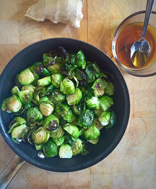 maple ginger roasted brussel sprouts recipe