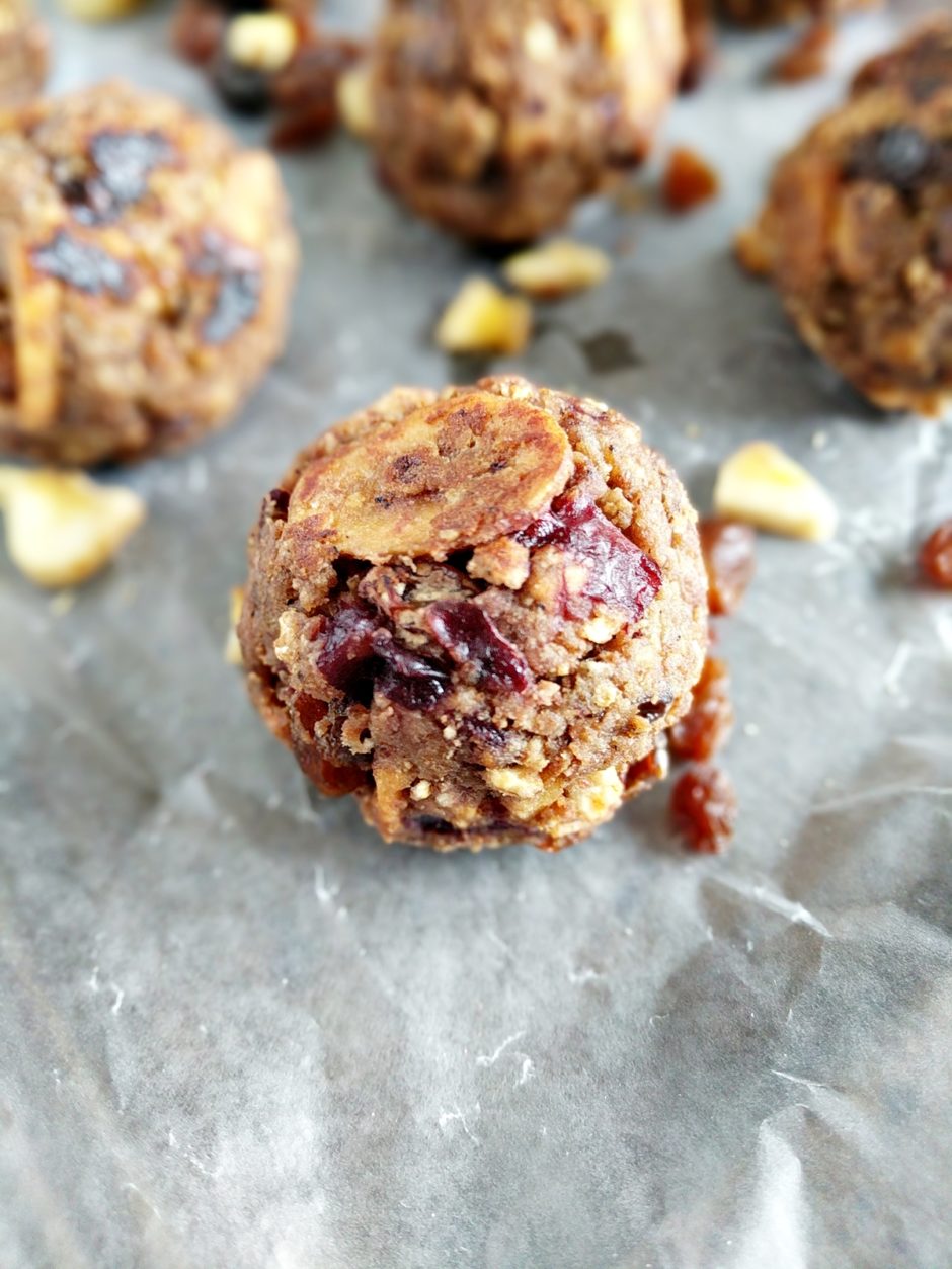 protein ball energy bite banana and cherry